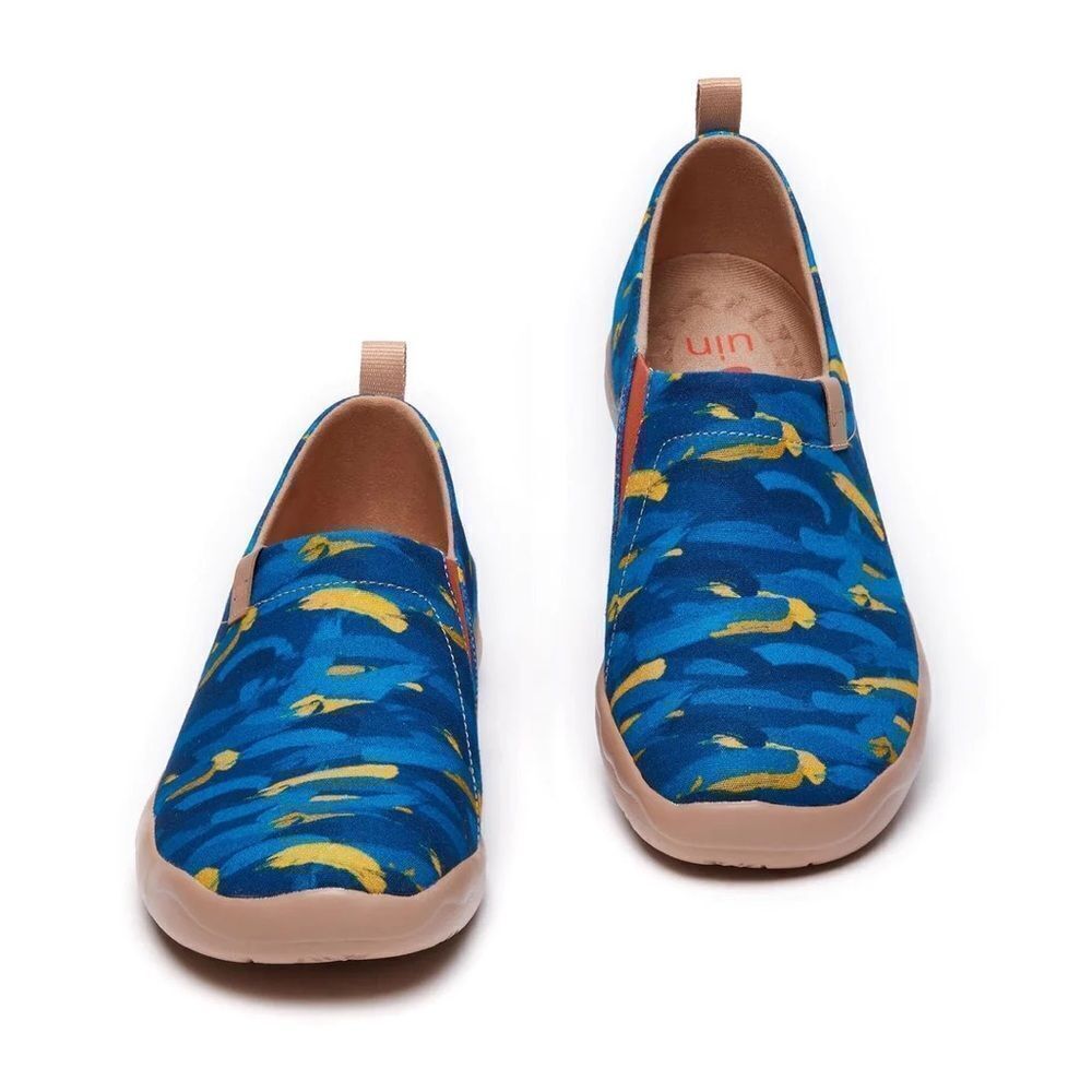 UIN Men's Walking Shoes Canvas Casual Comfort Loafers (Van Gogh Cypresses V1)